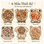 LACIAGA Tranh Ghép Gỗ Hình Thú Cưng Dễ Thương