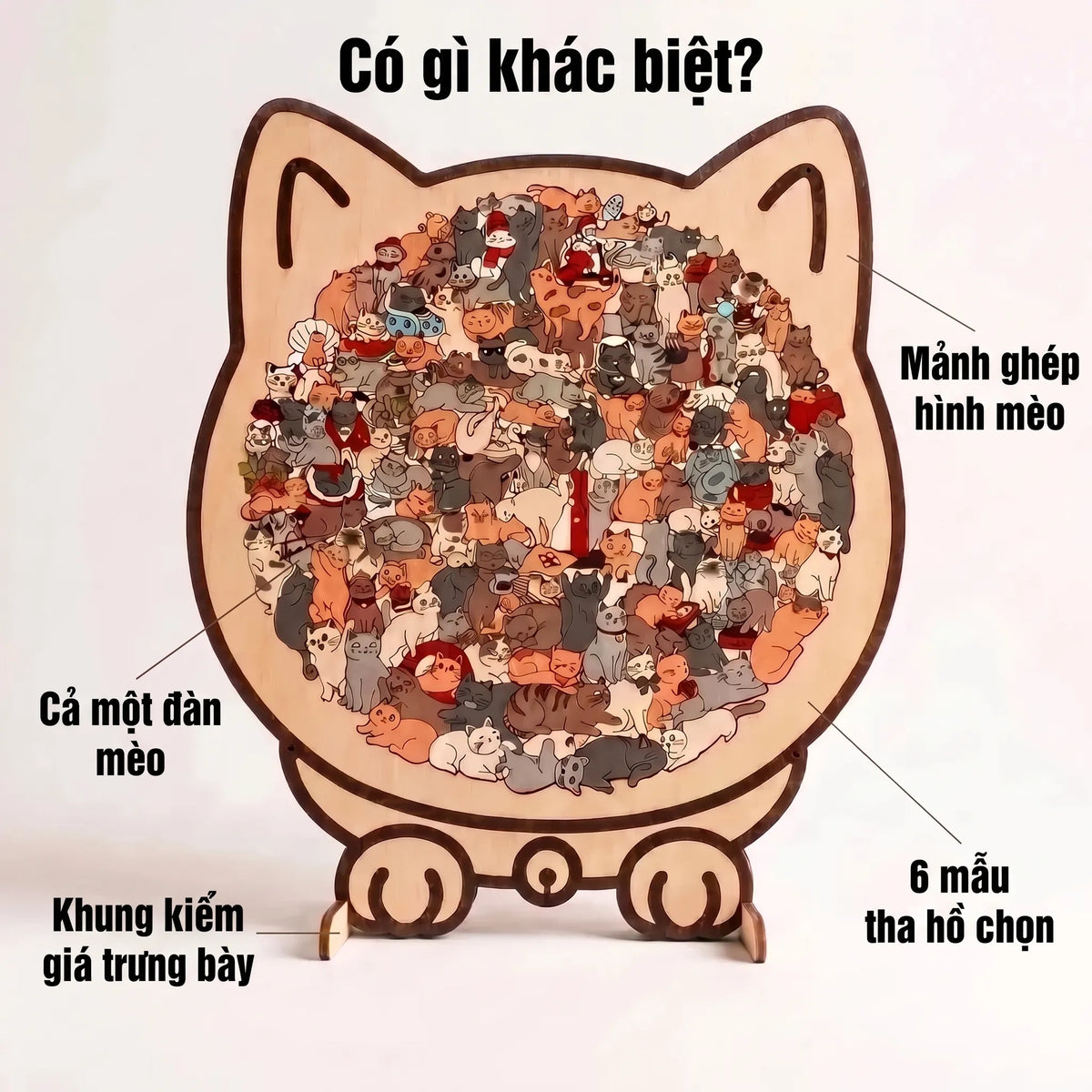 LACIAGA Tranh Ghép Gỗ Hình Thú Cưng Dễ Thương
