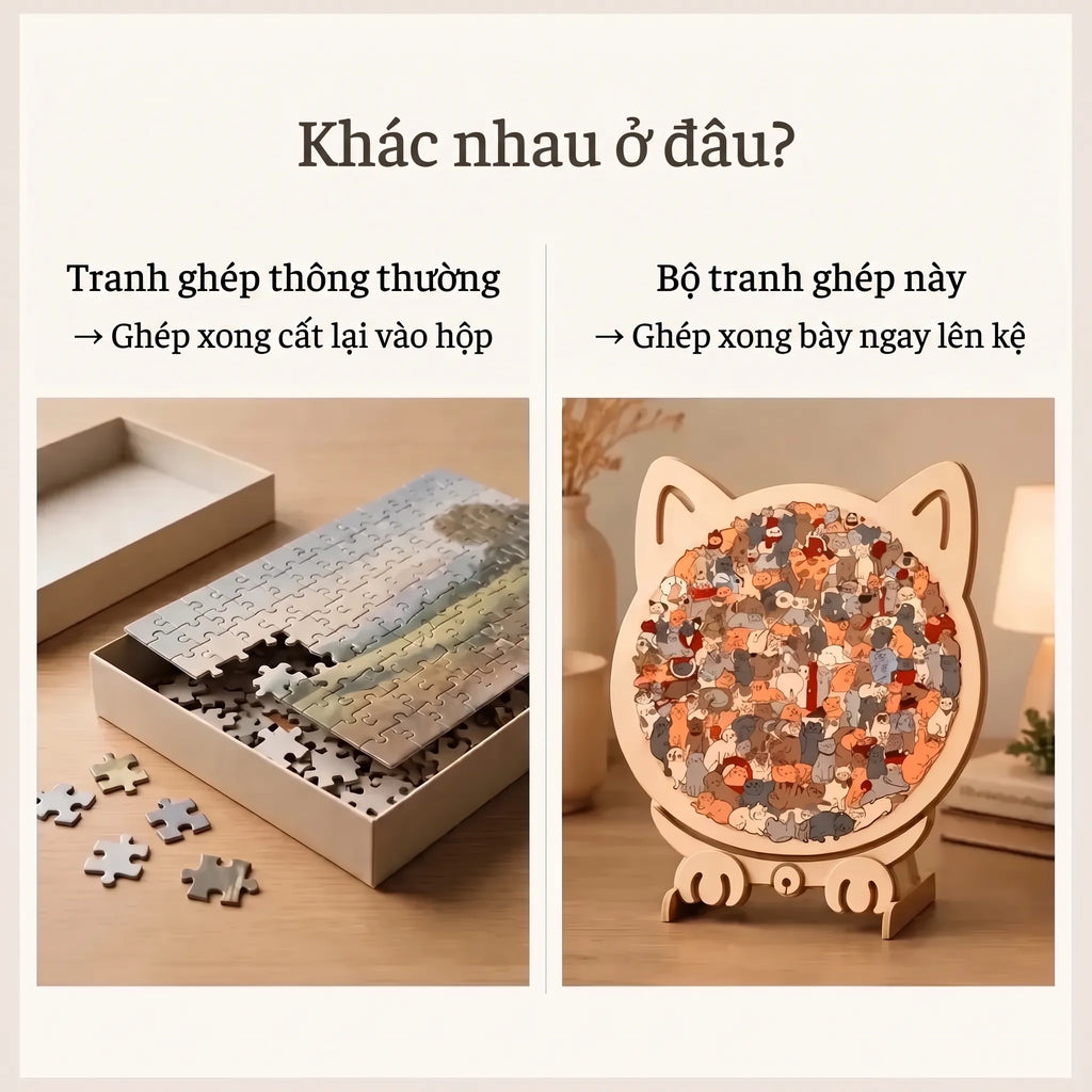 LACIAGA Tranh Ghép Gỗ Hình Thú Cưng Dễ Thương
